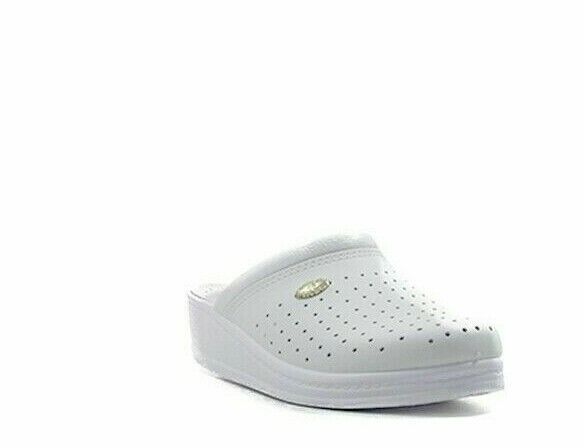 CIABATTE DONNA SANITAL LIGHT INFERMIERA 1350 BIANCO/BLU PELLE PLANTARE INBOTTITO