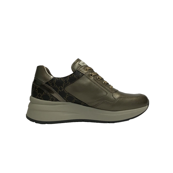 NERO GIARDINI SCARPE DONNA SNEAKERS CON GOMMA MEDIA I411511D PELLE BROWN PELLE