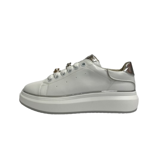 KEYS SCARPE DONNA SNEAKERS SHOES CASUAL CON GOMMA MEDIA K-9008 BIANCO