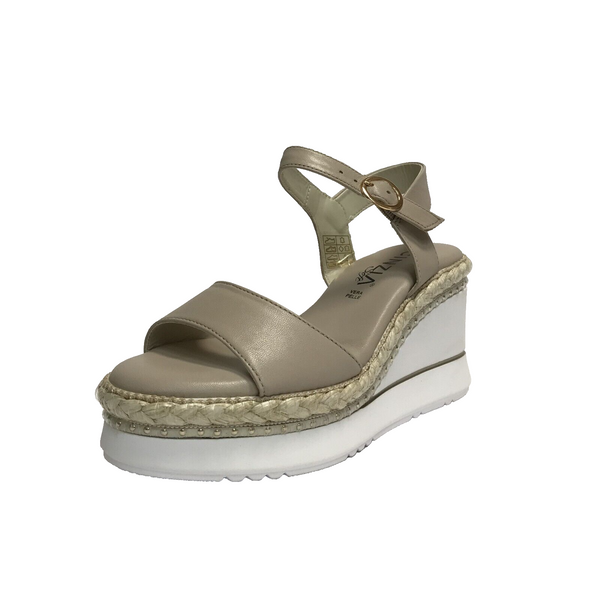 SCARPE DONNA CINZIA SOFT SHOES SANDALI CON ZEPPA ALTA SV1021690 BEIGE PELLE