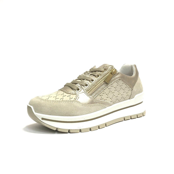 IGI&CO SCARPE DONNA SNEAKERS COMFORT CON LACCI + CERNIERE 5662122 BEIGE