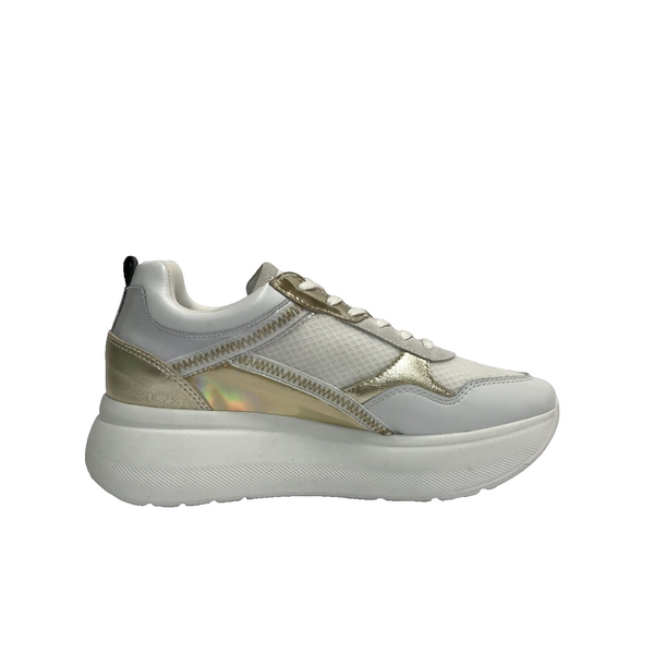 NERO GIARDINI SCARPE DONNA SNEAKERS CASUAL CON GOMMA MEDIA E409821D BIANCO PELLE