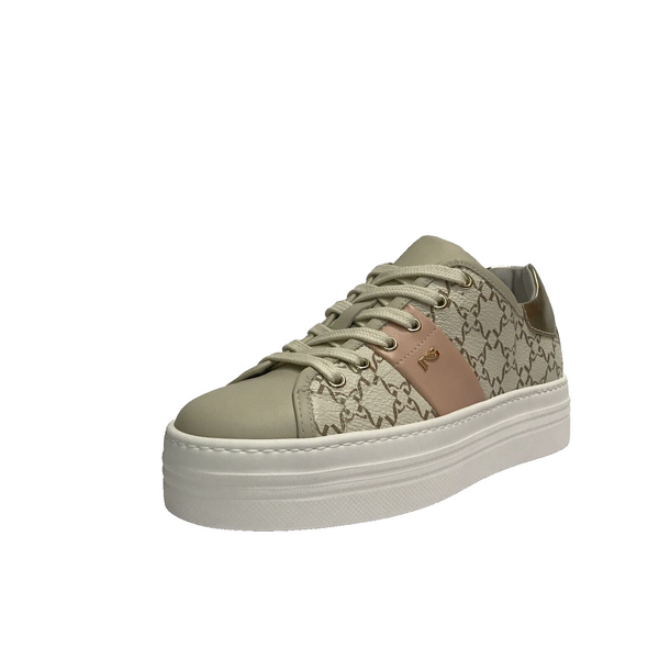 NERO GIARDINI SCARPE DONNA SNEAKERS CASUAL E409956D MILK BIANCO BEIGE PELLE