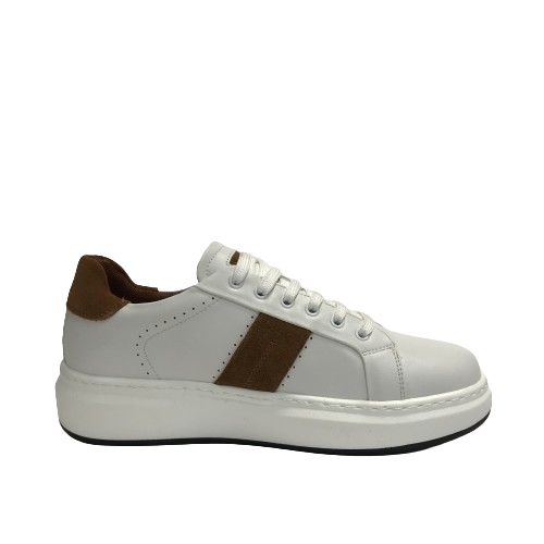 KEYS SCARPE UOMO SNEAKERS CON GOMMA MEDIA LEGGERE K-9261 BIANCO/CUOIO