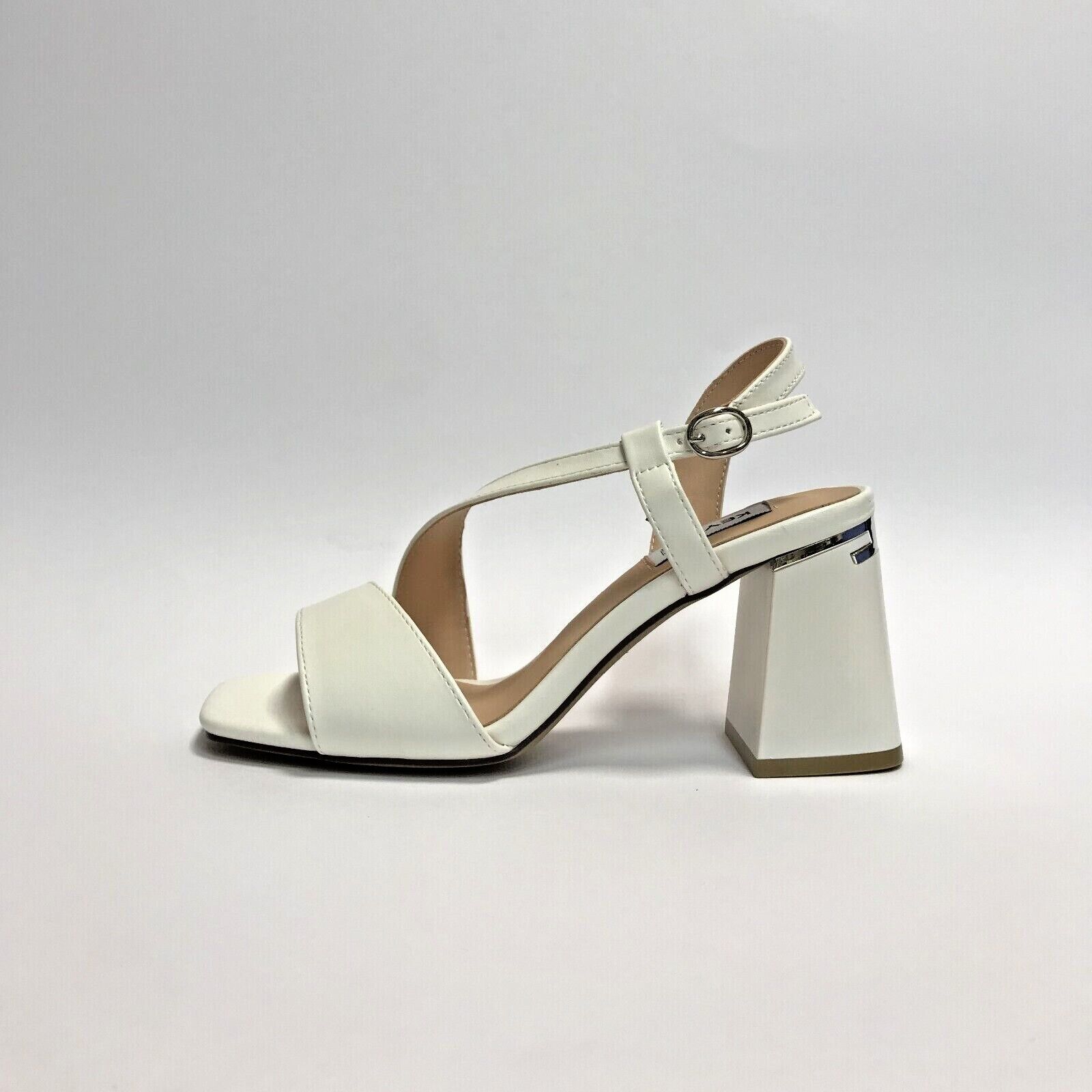 KEYS SCARPE DONNA SANDALI ELEGANTI CON TACCO ALTO A QUADRATO K-9620 BIANCO