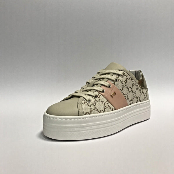 NERO GIARDINI SCARPE DONNA SNEAKERS CASUAL E409956D MILK BIANCO BEIGE PELLE