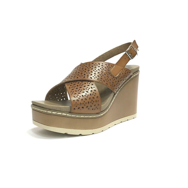 WCUBED SCARPE DONNA SANDALI LEGGERI CON ZEPPA ALTA E PLATEAU 46117 TAUPE