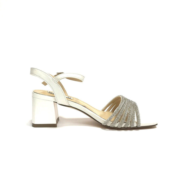 KEYS SCARPE DONNA SANDALI ELEGANTI CON TACCO MEDIO A QUADRATO K-9533 BIANCO