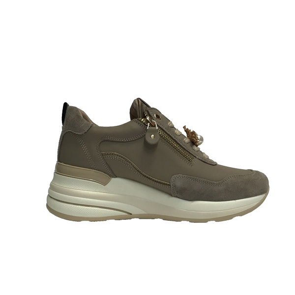 SCARPE DONNA KEYS SNEAKERS COMFORT LEGGERE CON ZEPPA MEDIA K-9951 TAUPE PELLE