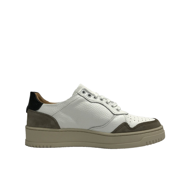 FRAMO SCARPE UOMO SNEAKERS FASHION LEGGERE DANVER AU89 BIANCO/BEIGE IN PELLE