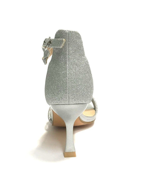 KEYS SCARPE DONNA SANDALI ELEGANTI CON TACCO MEDIO A ROCCHETTO K-9440 SILVER