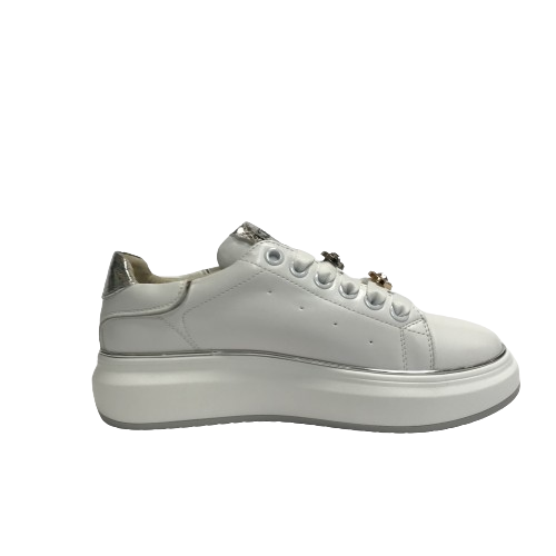 KEYS SCARPE DONNA SNEAKERS SHOES CASUAL CON GOMMA MEDIA K-9008 BIANCO