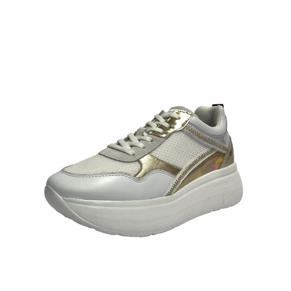 NERO GIARDINI SCARPE DONNA SNEAKERS CASUAL CON GOMMA MEDIA E409821D BIANCO PELLE