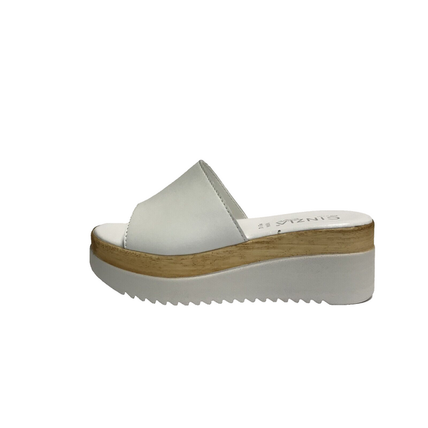 CINZIA SOFT SCARPE DONNA CIABATTE CON ZEPPA MEDIA IAF343421 BIANCO PELLE