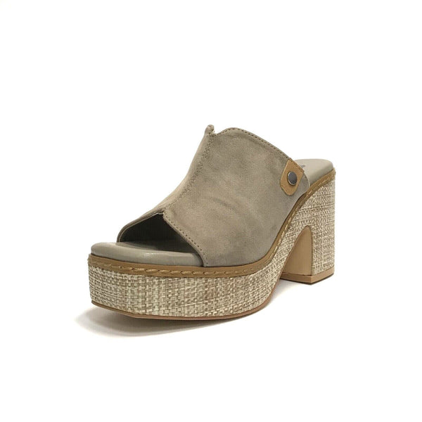 WCUBED SCARPE DONNA SANDALI SABOT CON TACCO QUADRATO E PLATEAU 46613 TAUPE