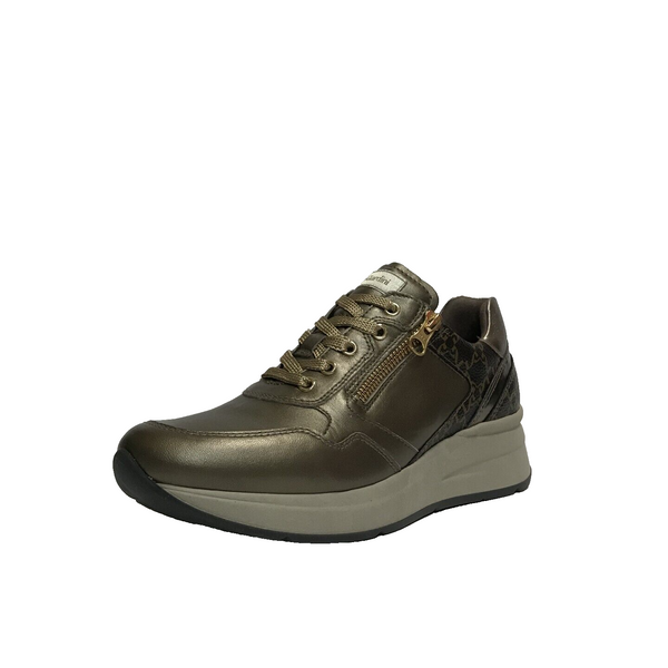 NERO GIARDINI SCARPE DONNA SNEAKERS CON GOMMA MEDIA I411511D PELLE BROWN PELLE