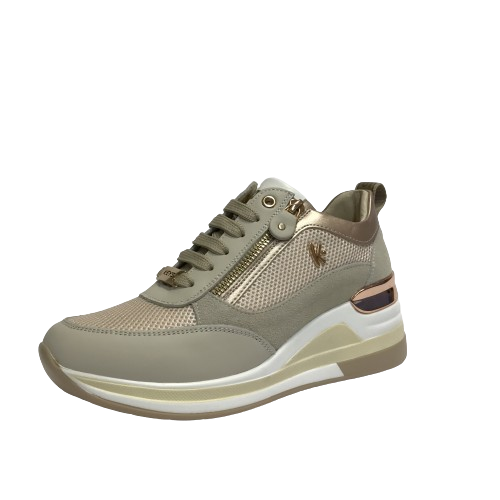 KEYS SCARPE DONNA SNEAKERS CASUAL CON GOMMA MEDIA E CERNIERE MEDIA K-9021 BEIGE