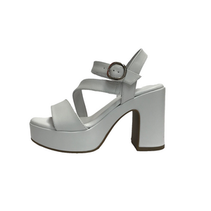 NERO GIARDINI SCARPE DONNA SANDALI CON TACCO QUADRATO ALTO E410400D BIANCO PELLE