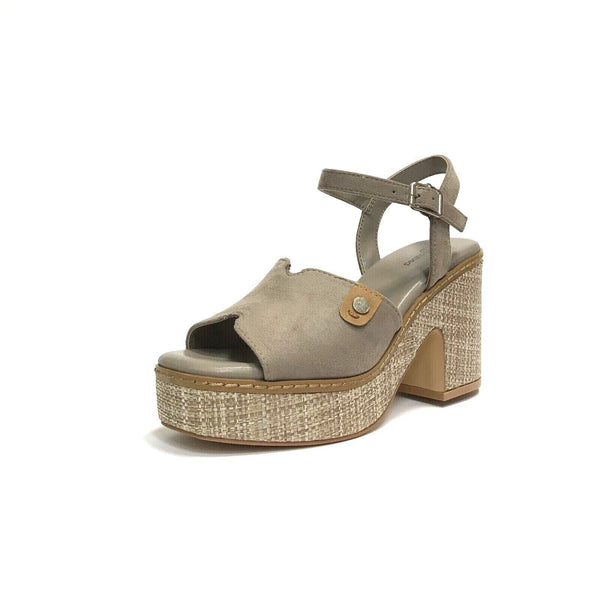 WCUBED SCARPE DONNA SANDALI CON TACCO QUADRATO E PLATEAU 46613 TAUPE CAMOSCIO