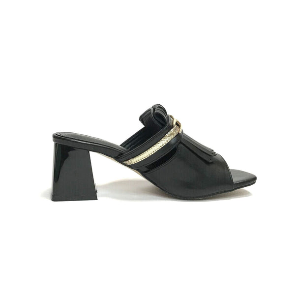 LAURA BIAGIOTTI SCARPE DONNA SANDALI CIABATTE CON TACCO QUANDRATO 8527 NERO