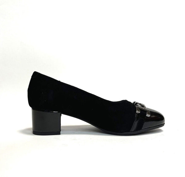 LUXURY SCARPE DONNA DECOLTE' COMFORT CON TACCO BASSO E LARGO VANNA NERO