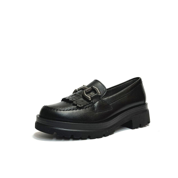 SCARPE DONNA PITILLOS MOCASSINI COLLEGE COMFORT LEGGERI 5364 NERO PELLE