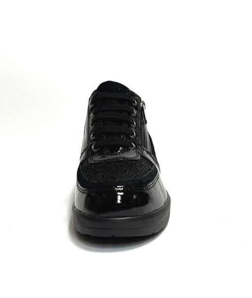 LUXURY SCARPE DONNA SNEAKERS COMFORT CON LACCI E CERNIERE RITA NERO