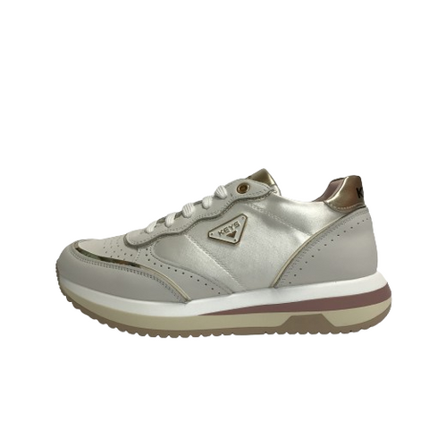 KEYS SCARPE DONNA SNEAKERS SHOES CASUAL CON GOMMA MEDIA  K-9232 BIANCO/BEIGE