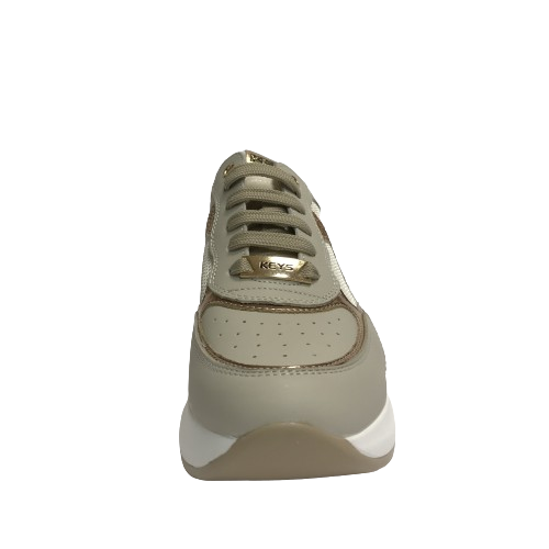 KEYS SCARPE DONNA SNEAKERS CASUAL CON GOMMA MEDIA K-9040 BEIGE CON STRASS