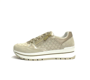 IGI&CO SCARPE DONNA SNEAKERS COMFORT CON LACCI + CERNIERE 5662122 BEIGE