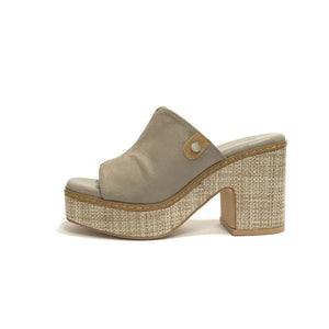 WCUBED SCARPE DONNA SANDALI SABOT CON TACCO QUADRATO E PLATEAU 46613 TAUPE