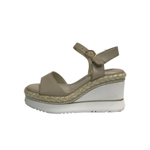 SCARPE DONNA CINZIA SOFT SHOES SANDALI CON ZEPPA ALTA SV1021690 BEIGE PELLE