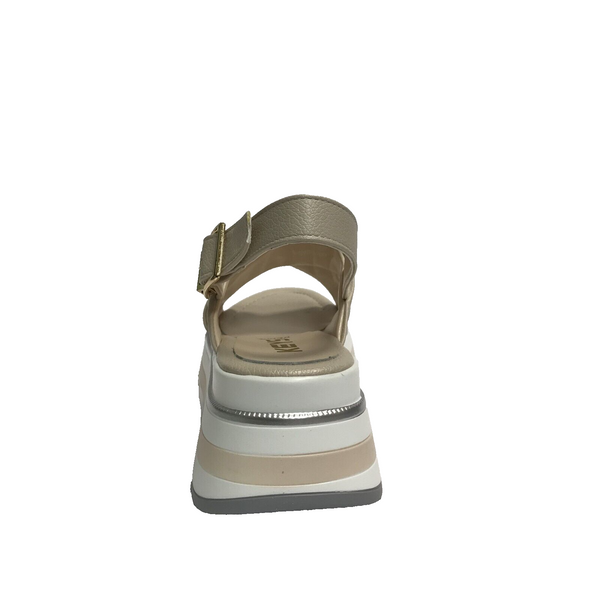 KEYS SCARPE DONNA SANDALI CON ZEPPA MEDIA LEGGERI COMODI K-9703 BEIGE PELLE