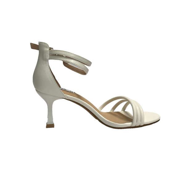 KEYS SCARPE DONNA SANDALI ELEGANTI CON TACCO MEDIO A ROCCHETTO K-9440 BIANCO