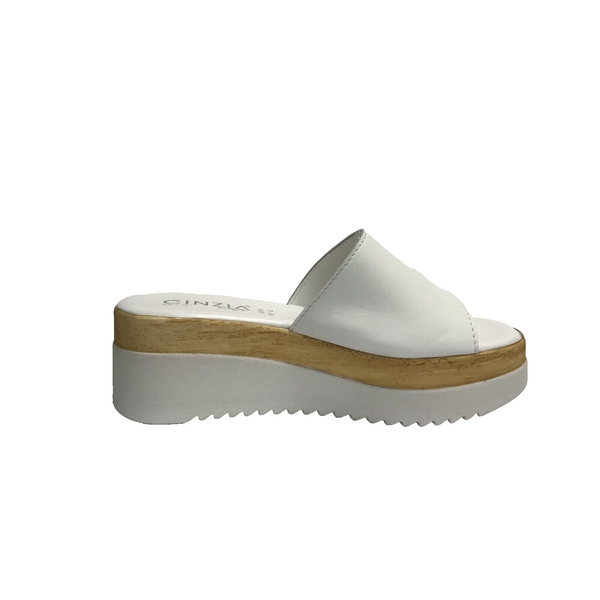 CINZIA SOFT SCARPE DONNA CIABATTE CON ZEPPA MEDIA IAF343421 BIANCO PELLE