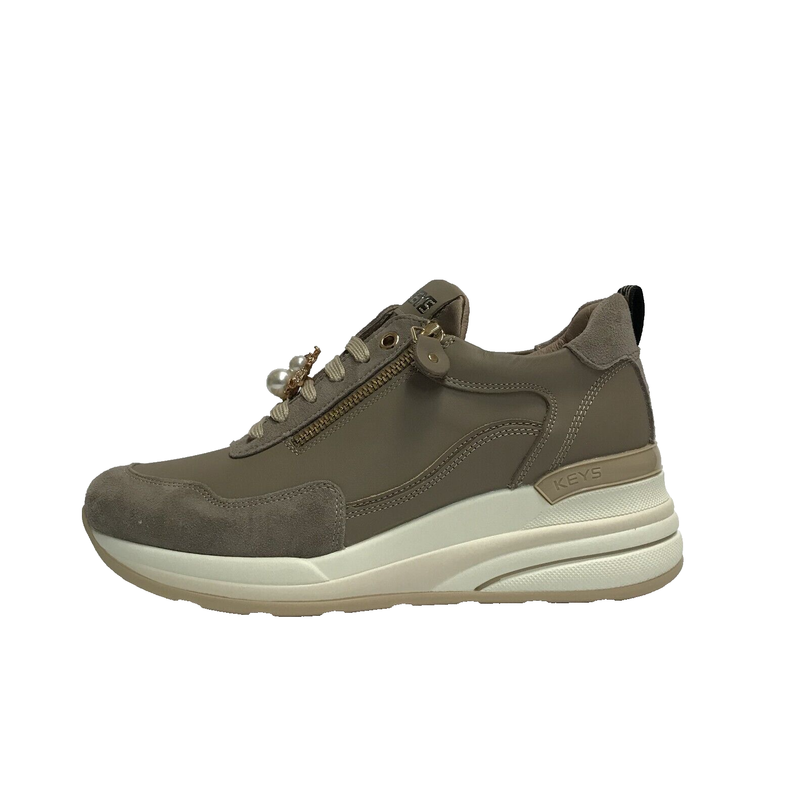 SCARPE DONNA KEYS SNEAKERS COMFORT LEGGERE CON ZEPPA MEDIA K-9951 TAUPE PELLE