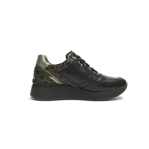 NERO GIARDINI SCARPE DONNA SNEAKERS CON GOMMA MEDIA I411510D PELLE NERO PELLE