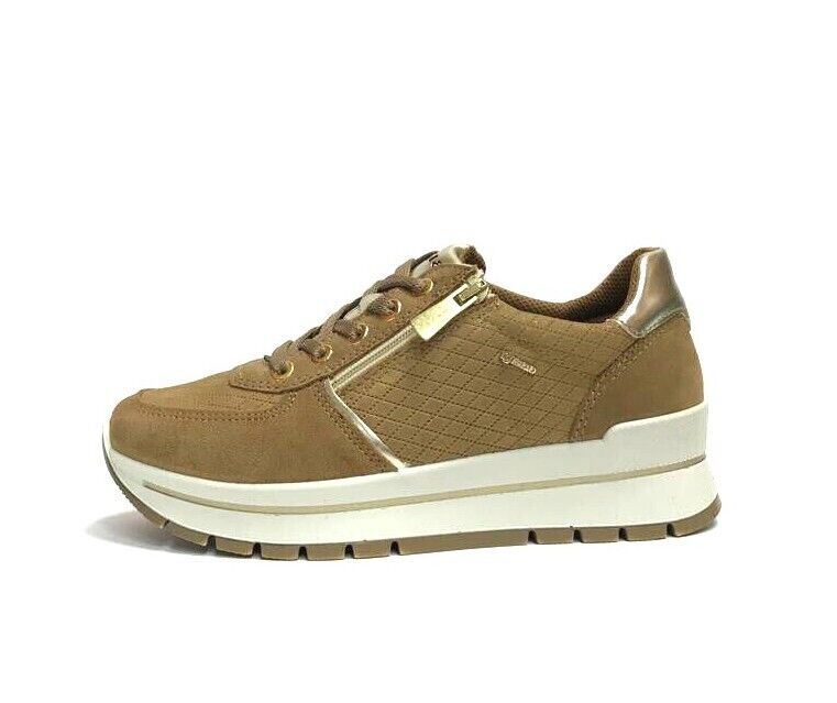 IGI&CO SCARPE DONNA SNEAKERS COMFORT LACCI + CERNIERA 4672922 CARAMELLO CAMOSCIO