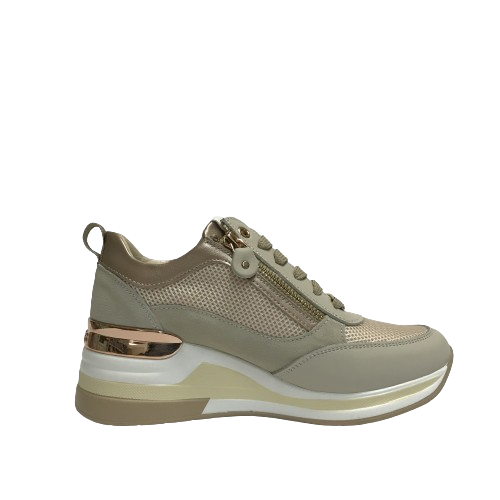 KEYS SCARPE DONNA SNEAKERS CASUAL CON GOMMA MEDIA E CERNIERE MEDIA K-9021 BEIGE