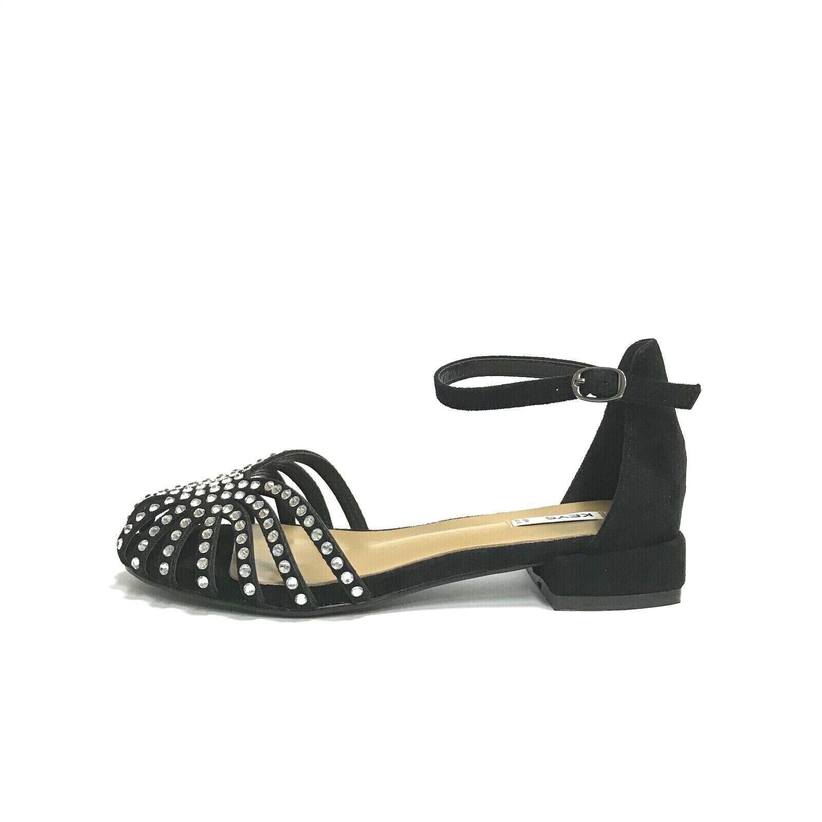 KEYS SCARPE DONNA SANDALI BASSI ELEGANTI CON STRASS E PUNTA CHIUSA K-9500 NERO