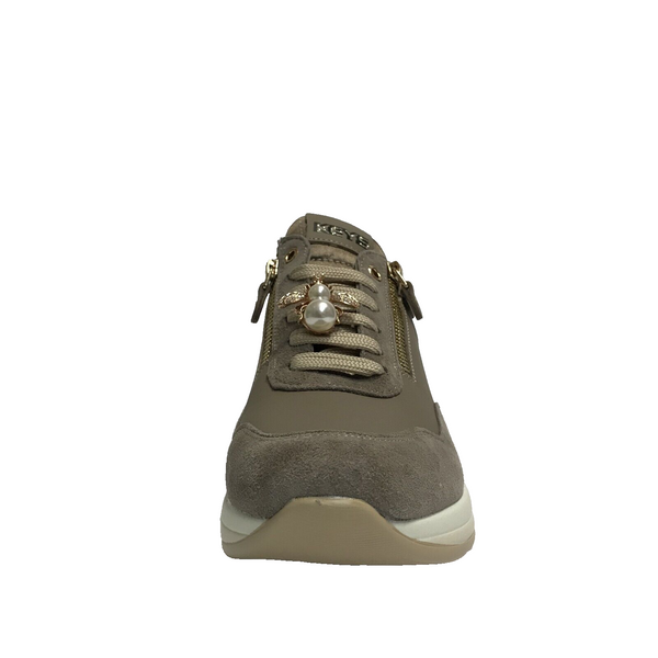 SCARPE DONNA KEYS SNEAKERS COMFORT LEGGERE CON ZEPPA MEDIA K-9951 TAUPE PELLE