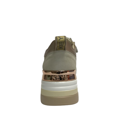 KEYS SCARPE DONNA SNEAKERS CASUAL CON GOMMA MEDIA E CERNIERE MEDIA K-9021 BEIGE