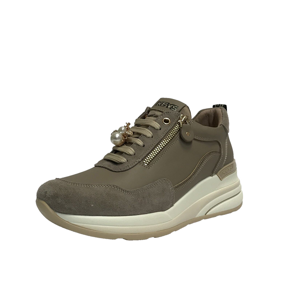 SCARPE DONNA KEYS SNEAKERS COMFORT LEGGERE CON ZEPPA MEDIA K-9951 TAUPE PELLE