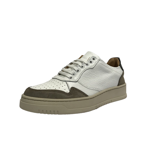 FRAMO SCARPE UOMO SNEAKERS FASHION LEGGERE DANVER AU89 BIANCO/BEIGE IN PELLE