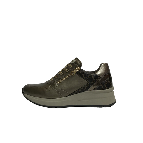 NERO GIARDINI SCARPE DONNA SNEAKERS CON GOMMA MEDIA I411511D PELLE BROWN PELLE