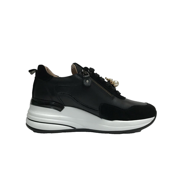 SCARPE DONNA KEYS SNEAKERS COMFORT LEGGERE CON ZEPPA MEDIA K-9951 NERO PELLE