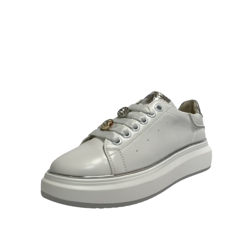 KEYS SCARPE DONNA SNEAKERS SHOES CASUAL CON GOMMA MEDIA K-9008 BIANCO