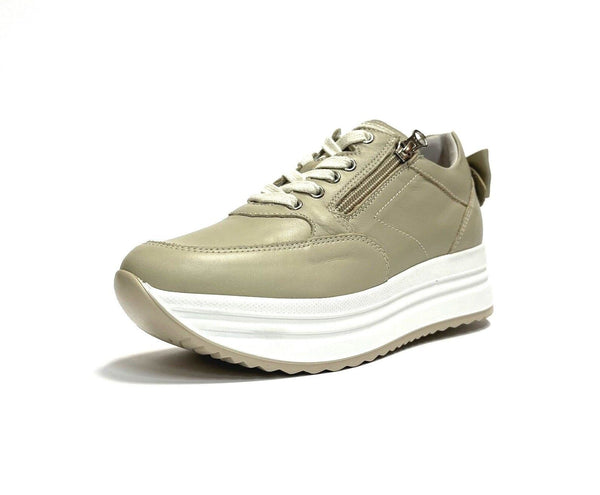 NERO GIARDINI SCARPE DONNA SNEAKERS CASUAL CON GOMMA ALTA E306371D IVORY PELLE