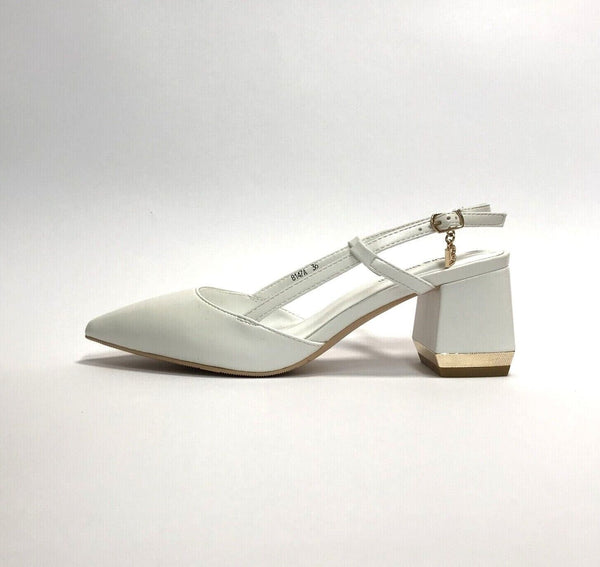 LAURA BIAGIOTTI SCARPE DONNA SANDALI DECOLTE' 8144 WHITE CON TACCO QUADRATO