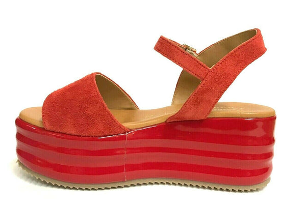 SCARPE DONNA DAVID HARON SANDALI ZEPPA MEDIA SHILA ROSSO